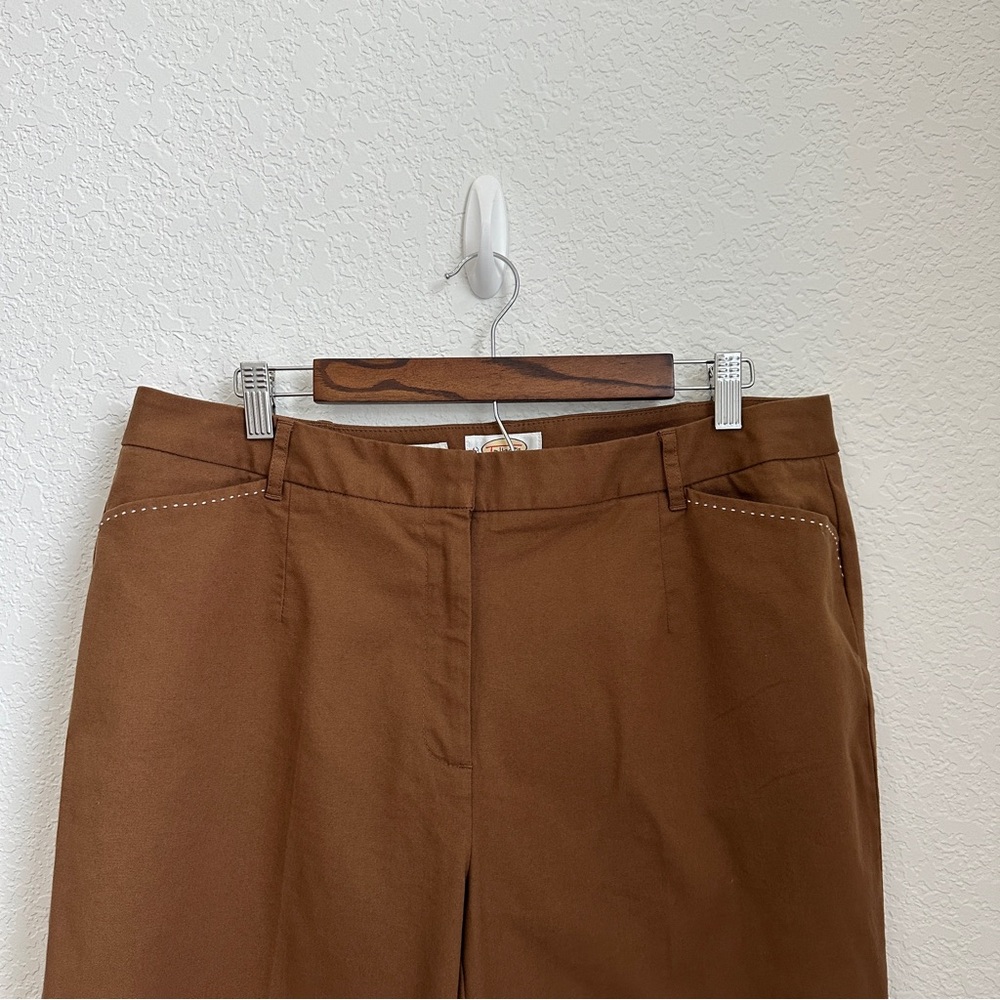 Talbots Women’s Casual High Rise Brown Cotton Ankle Pants Size 14W - Picture 3 of 11